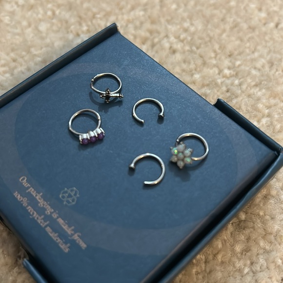 14 Piece L Shape & Hoop Nose Ring Bundle 18g - Picture 2 of 9